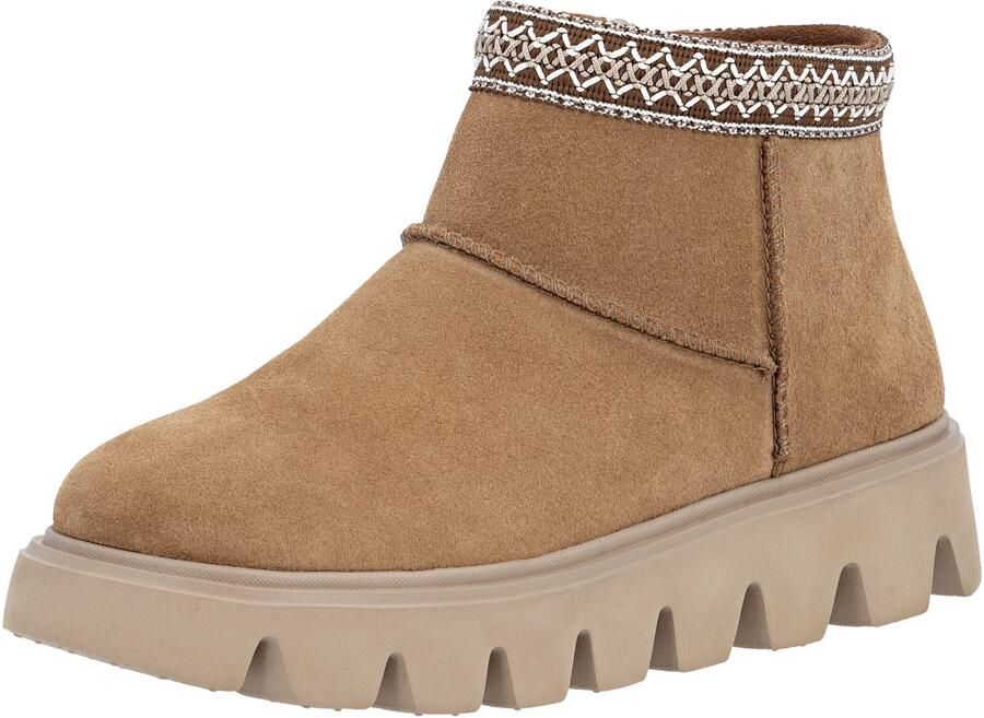 RRieker R-Rieker Winterlaarzen Plateauzolen enkellaarsjes met textielen rand in ethno-look