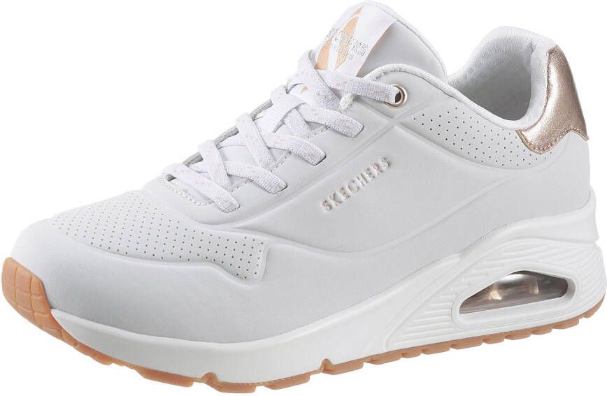 Skechers Slip-on sneakers UNO SHIMMER AWAY Slipper vrijetijdsschoen plateau sneaker met modieuze sleehak
