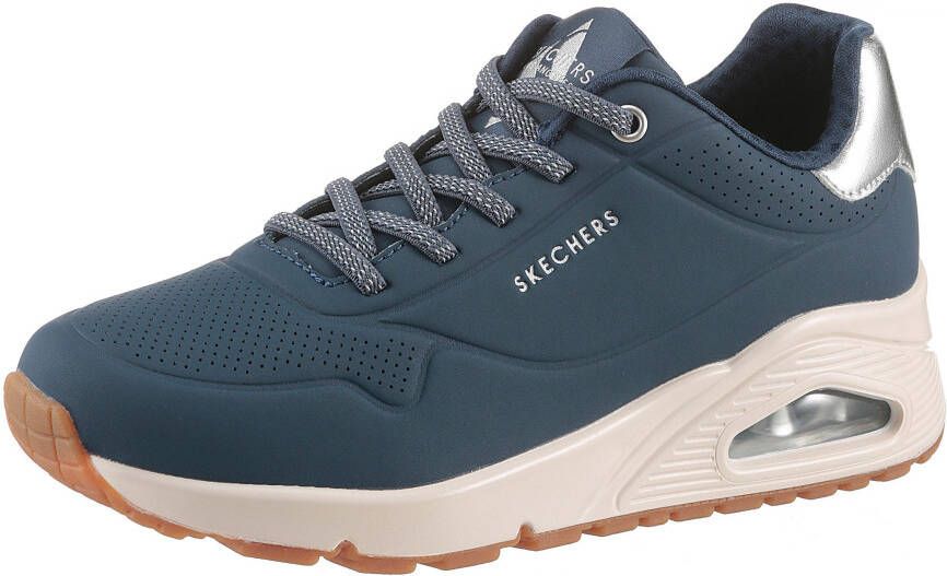 Skechers Slip-on sneakers UNO SHIMMER AWAY Slipper vrijetijdsschoen plateau sneaker met modieuze sleehak