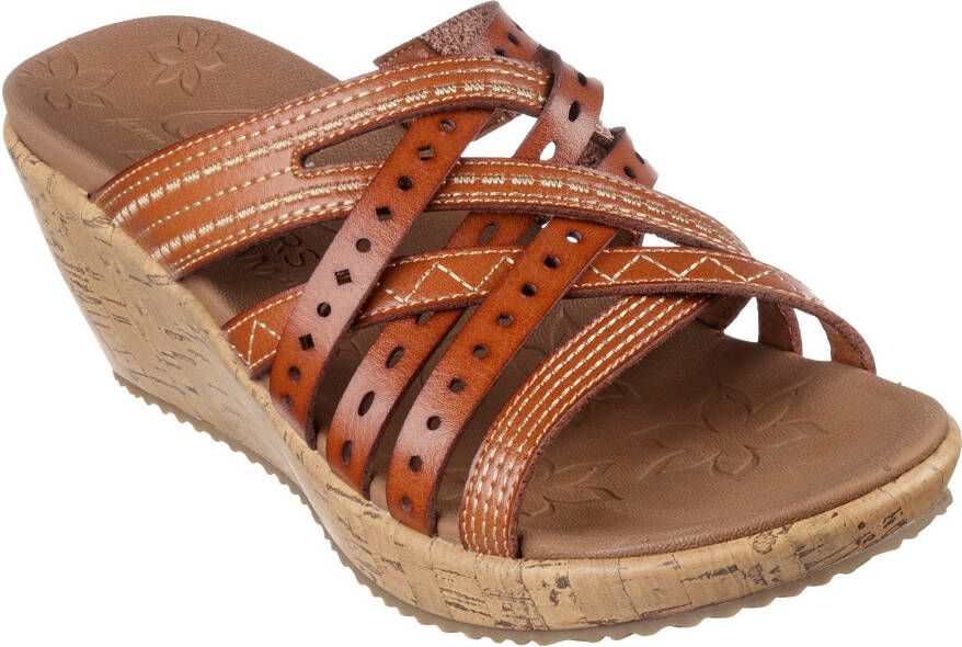Skechers Slippers BEVERLEE-HOT SPRING wig-hak zomerschoen slippers met mooie contraststiksels