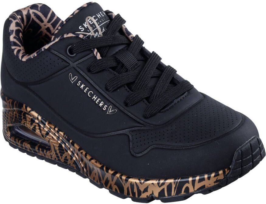 Skechers Sneakers met sleehak UNO-LOVING LOVE Vrijetijdsschoen lage schoen veterschoen met coole graffiti-print