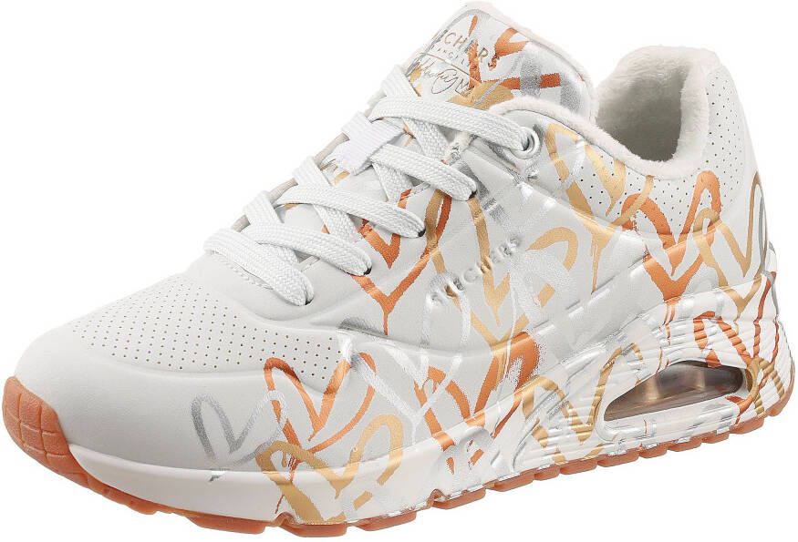 Skechers Sneakers UNO METALLIC LOVE Vrijetijdsschoen lage schoen veterschoen met trendy metallic-print