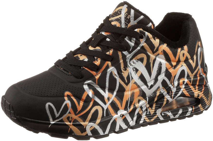 Skechers Sneakers UNO METALLIC LOVE Vrijetijdsschoen lage schoen veterschoen met trendy metallic-print