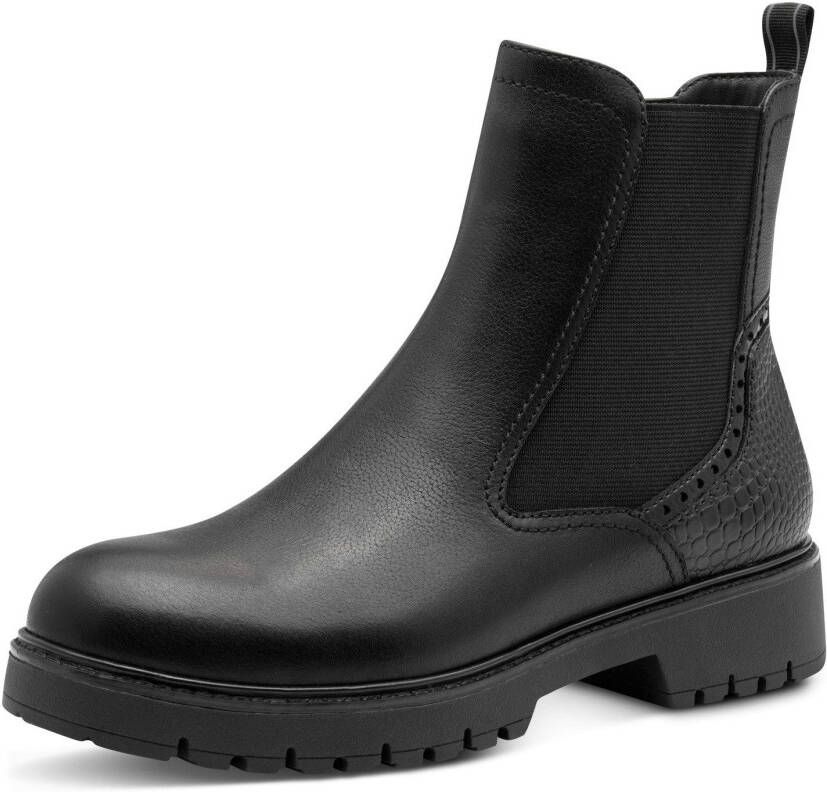 Tamaris Chelsea-boots blokhak enkellaarsjes met contrast-frame-naad