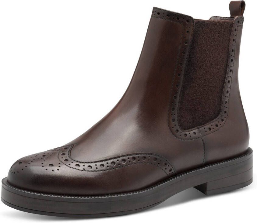 Tamaris Chelsea-boots hakken enkellaars zakelijke schoen met elegante lyra-perforatie