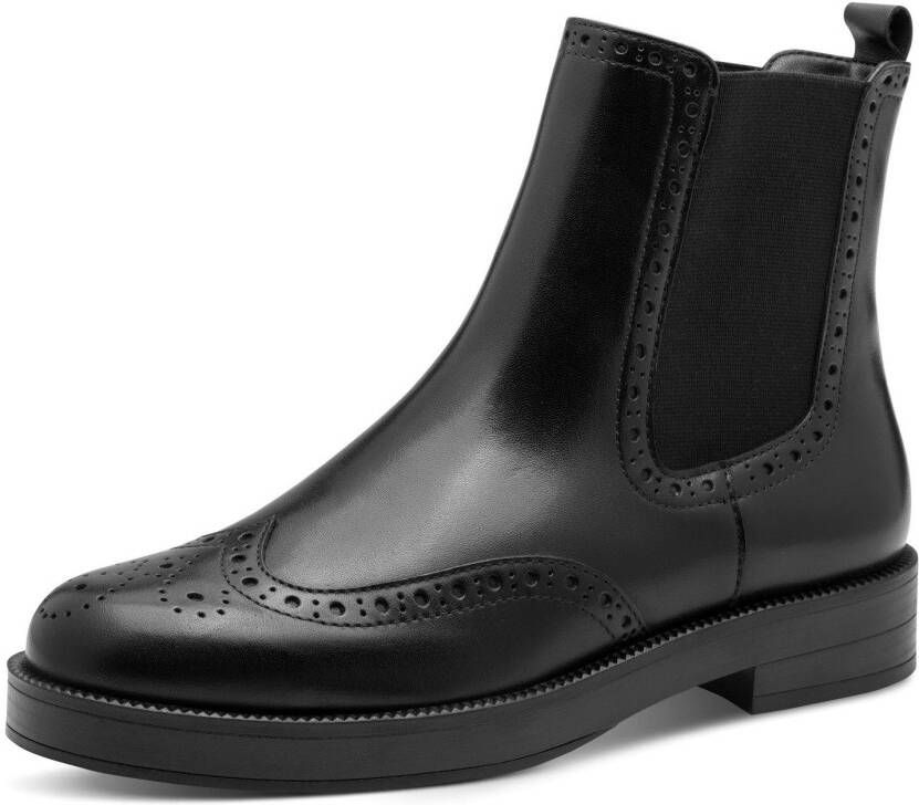 Tamaris Chelsea-boots hakken enkellaars zakelijke schoen met elegante lyra-perforatie