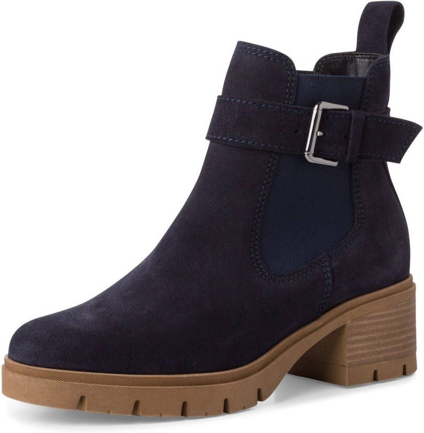 Tamaris Chelsea-boots blokhak businessmode enkellaars met decoratieve gesp