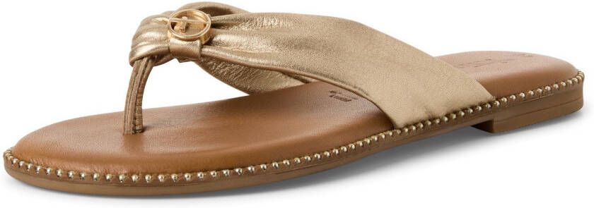 Tamaris Dianets teenslippers zomerschoen met glanzende klinknagels op de zoolrand