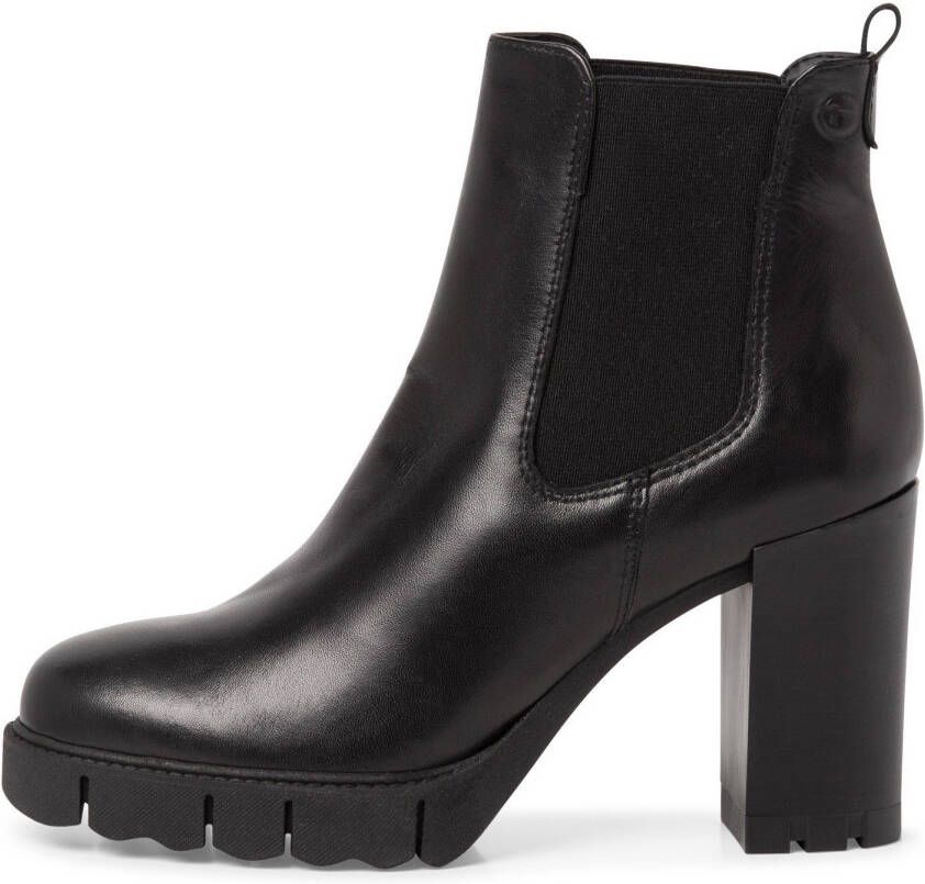 Tamaris Zwarte leren Chelsea laars met 6 cm hak Black Dames - Foto 8