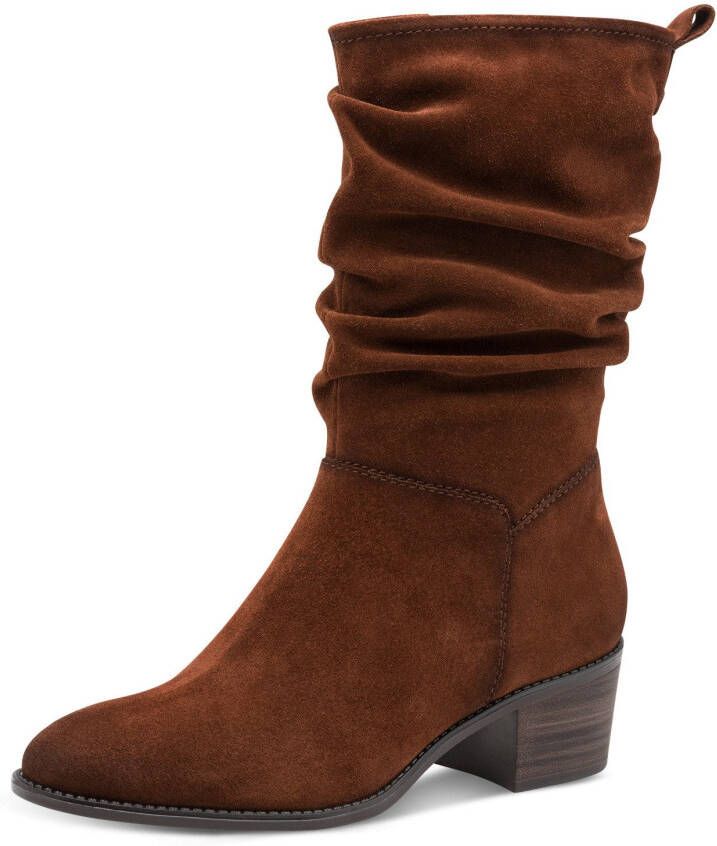 Tamaris Laarzen blokhak korte laarzen met plooien op de slouchy schacht