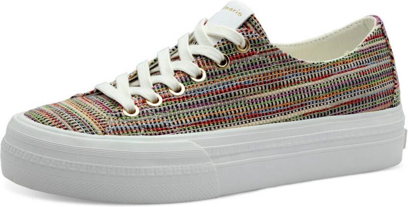 Tamaris Plateausneakers vrije tijd schoen lage schoen veterschoen met logo op de hiel