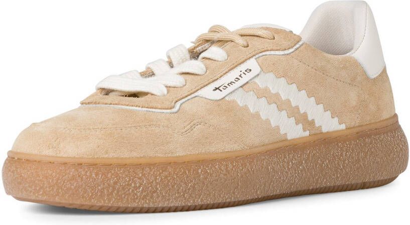 Tamaris Plateausneakers vrijetijdsschoen lage schoen veterschoen met contrast bies
