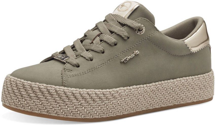 Tamaris Plateausneakers vrijetijdsschoen lage schoen veterschoen met textielkoord aan het plateau