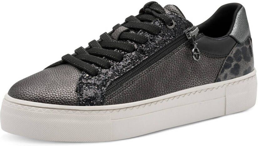 Tamaris Plateausneakers vrijetijdsschoen halfschoen veterschoen met inzetten en glinsterdetails