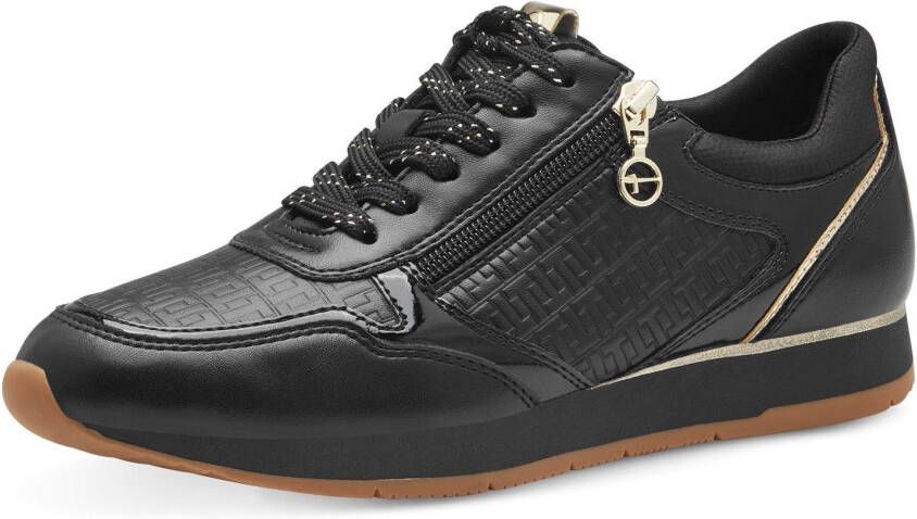 Tamaris Plateausneakers vrijetijdsschoen lage schoen veterschoen met subtiele metallic-details - Foto 3