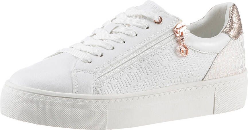 Tamaris Plateausneakers vrijetijdsschoen halfschoen veterschoen met inzetten en glinsterdetails - Foto 7