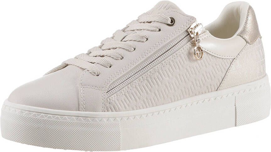 Tamaris Plateausneakers vrijetijdsschoen lage schoen veterschoen in vegan uitvoering
