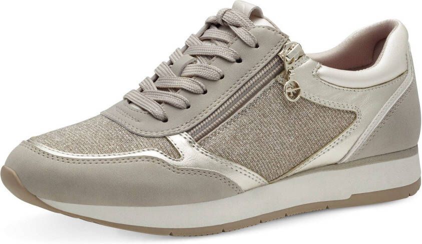 Tamaris Plateausneakers vrijetijdsschoen lage schoen veterschoen met subtiele metallic-details