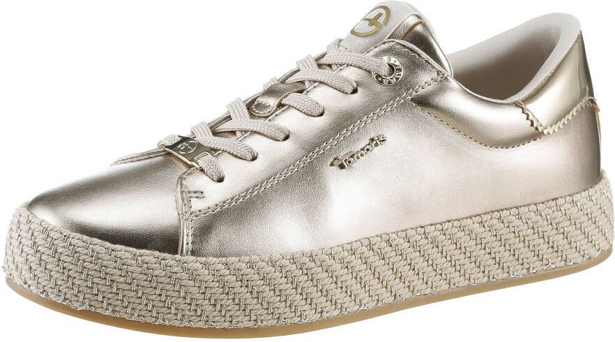 Tamaris Plateausneakers vrijetijdsschoen lage schoen veterschoen met textielkoord aan het plateau