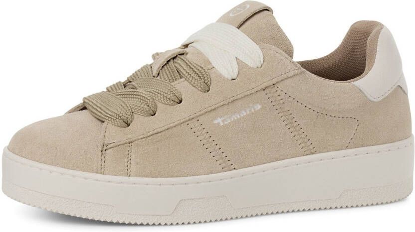 Tamaris Plateausneakers vrijetijdsschoen lage schoen veterschoen met zijlijk logo-opdruk