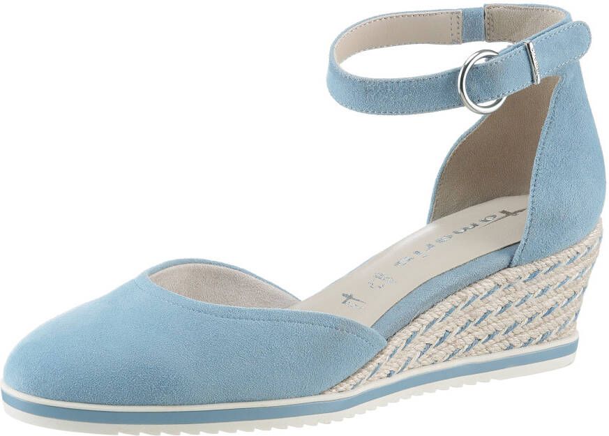 Tamaris Pumps met sleehak instapschoen riemzandan met modieuze jute-afwerking