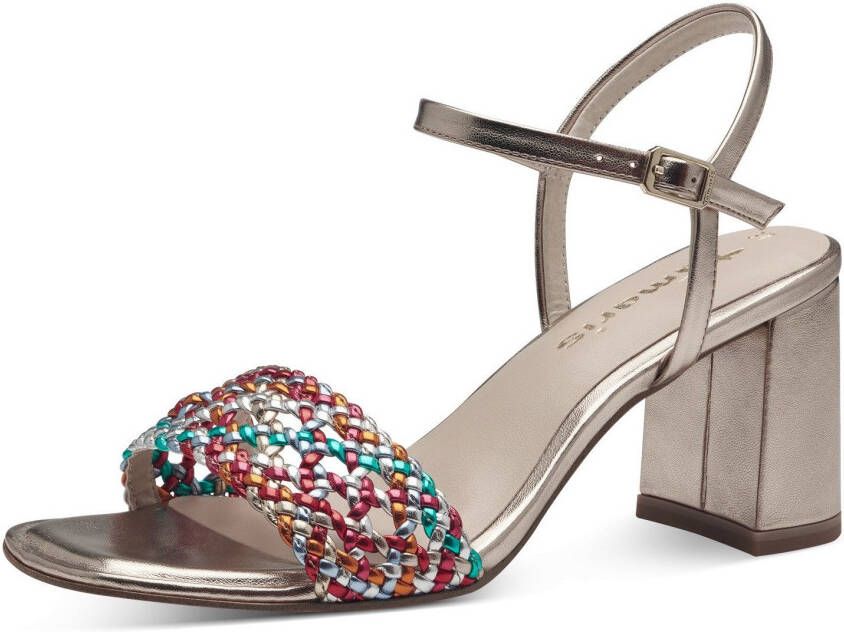 Tamaris Sandaaltjes zomerschoen sandaal blokhak met metallic look - Foto 2