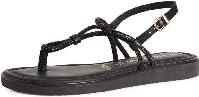 Tamaris Sandalen plateau sandalette zomerschoen met glanzende strasssteentjes