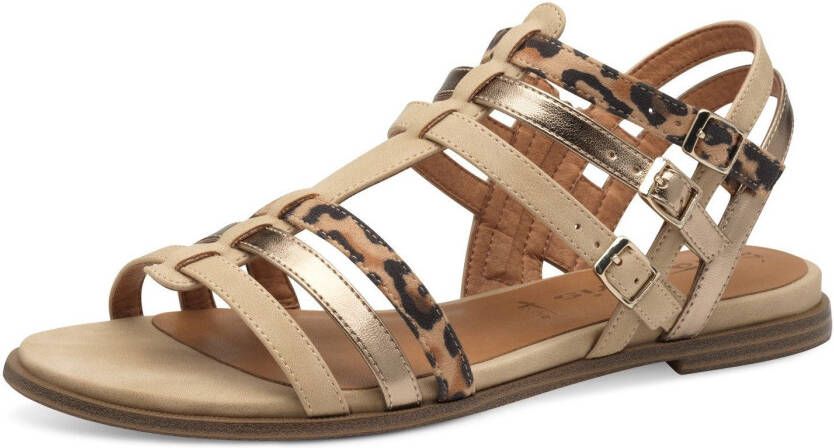 Tamaris Sandalen sandalette zomerschoen met afwerking in leeuwen- en metalliclook