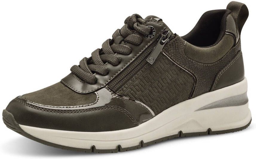 Tamaris Sneakers met sleehak vrijetijdsschoen lage schoen veterschoen met buitenrits