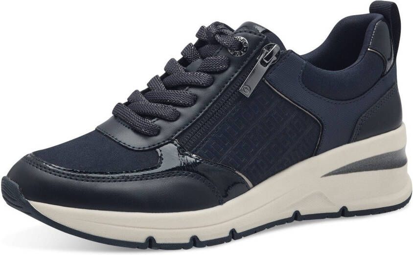 Tamaris Sneakers met sleehak vrijetijdsschoen lage schoen veterschoen met buitenrits
