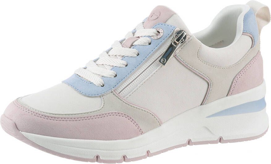 Tamaris Sneakers met sleehak vrijetijdsschoen lage schoen veterschoen met buitenrits