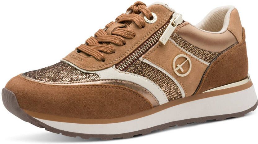 Tamaris Sneakers met sleehak vrijetijdsschoen lage schoen veterschoen met contrastafwerkingen - Foto 3