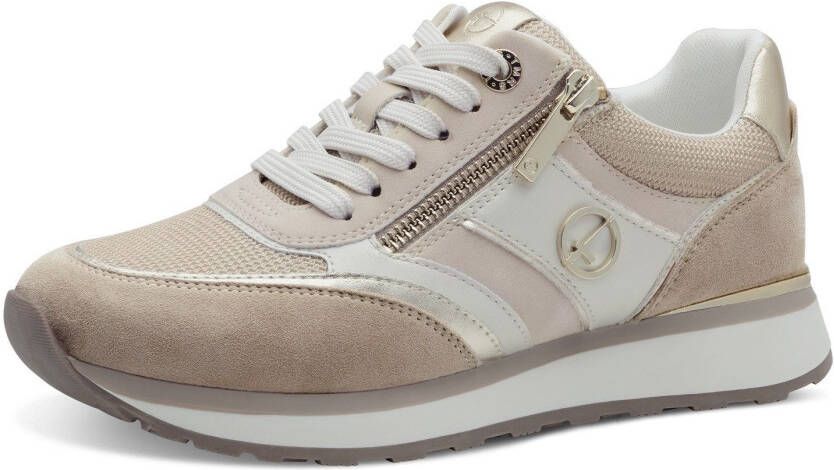 Tamaris Sneakers met sleehak vrijetijdsschoen lage schoen veterschoen met contrastafwerkingen