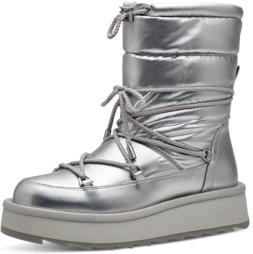 Tamaris ESSENTIALS -Dames WL Lace Boot-Tamaris Vegan-zilver- uitneembare zool