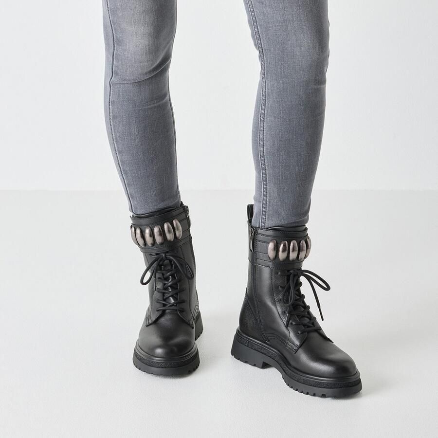 Tamaris Veterlaarsjes blokhak veterboots met sier elementen in metalliclook - Foto 7