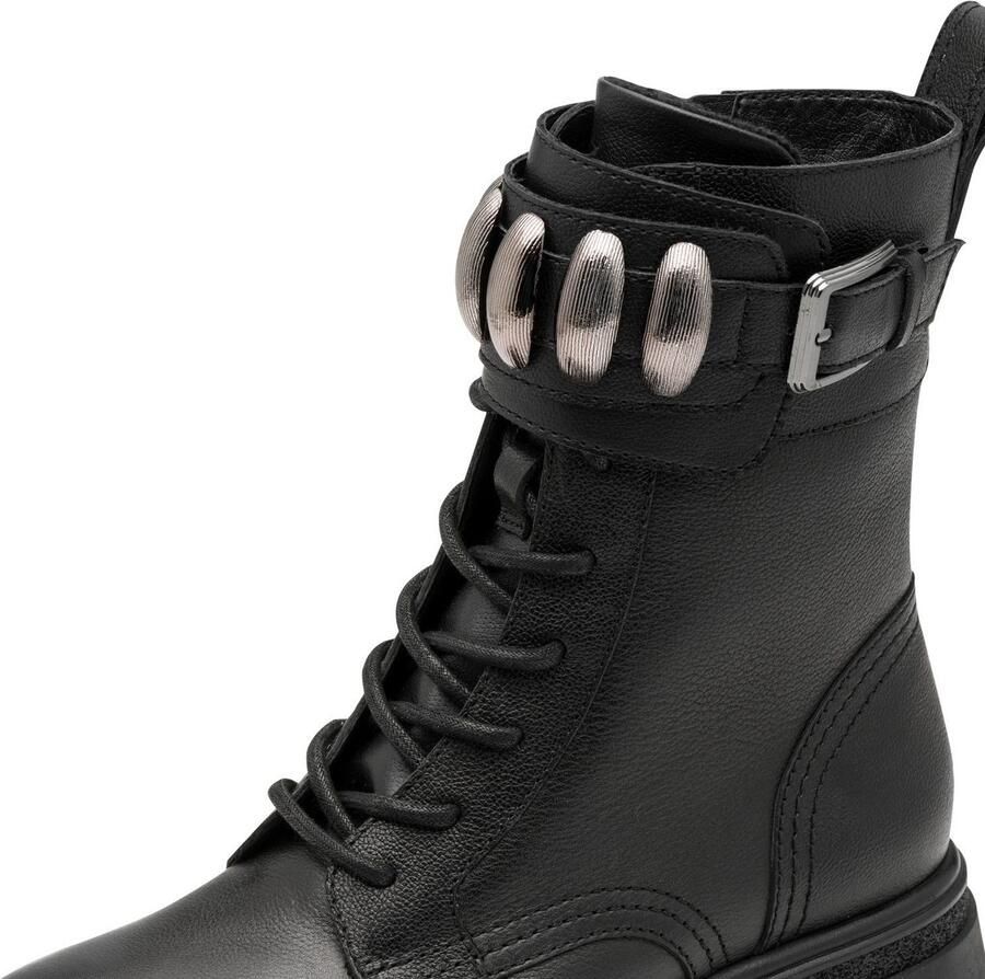 Tamaris Veterlaarsjes blokhak veterboots met sier elementen in metalliclook - Foto 2