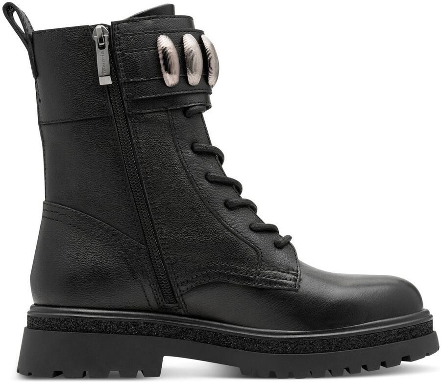 Tamaris Veterlaarsjes blokhak veterboots met sier elementen in metalliclook - Foto 4