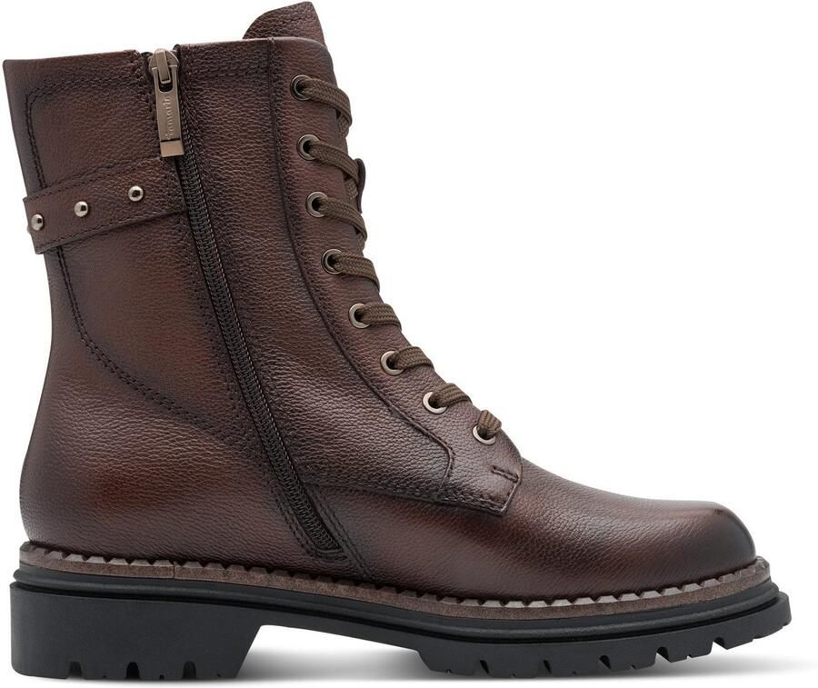 Tamaris Veterlaarsjes blokhak veterboots met studs bezette sierriem - Foto 5