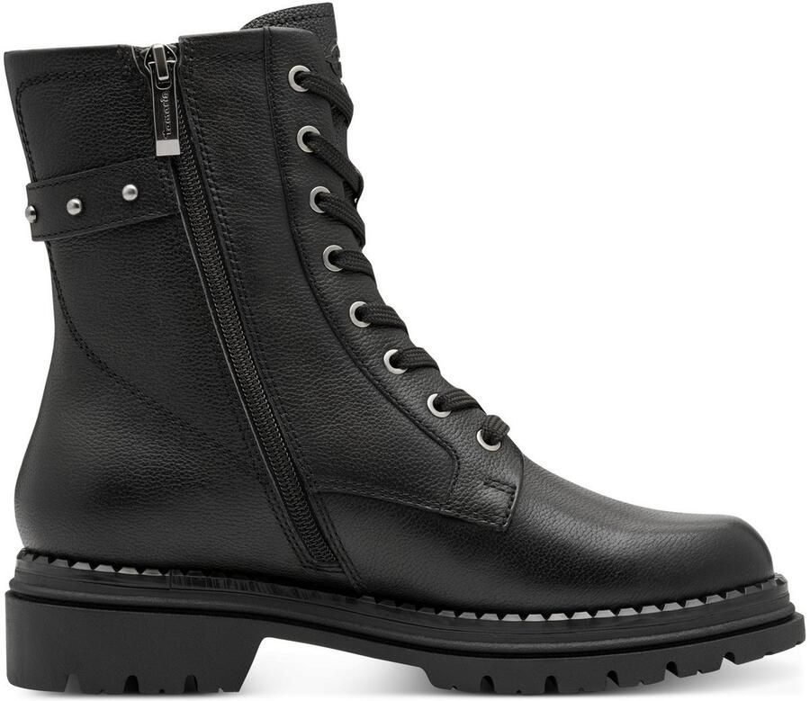 Tamaris Veterlaarsjes blokhak veterboots met studs bezette sierriem - Foto 7