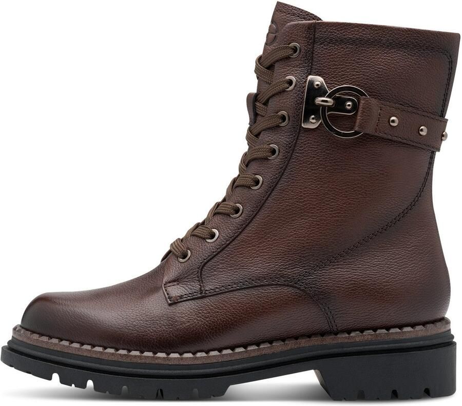 Tamaris Veterlaarsjes blokhak veterboots met studs bezette sierriem - Foto 4