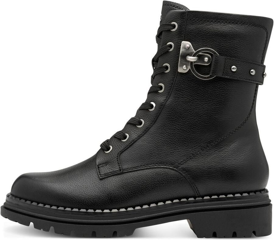 Tamaris Veterlaarsjes blokhak veterboots met studs bezette sierriem - Foto 6