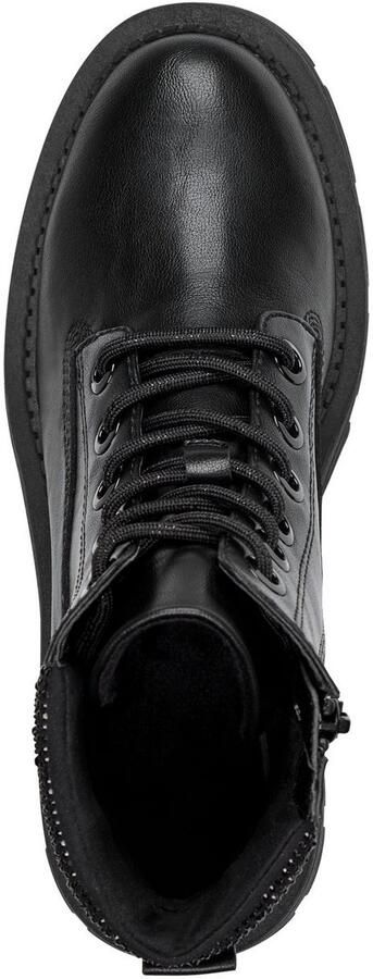 Tamaris Veterschoenen blokhak veterenkellaars bezet met glanzende strassstenen - Foto 4