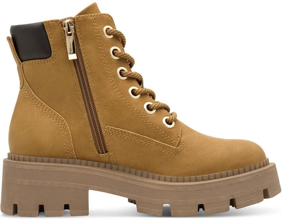 Tamaris Veterschoenen blokhak veterenkellaars bezet met glanzende strassstenen - Foto 3