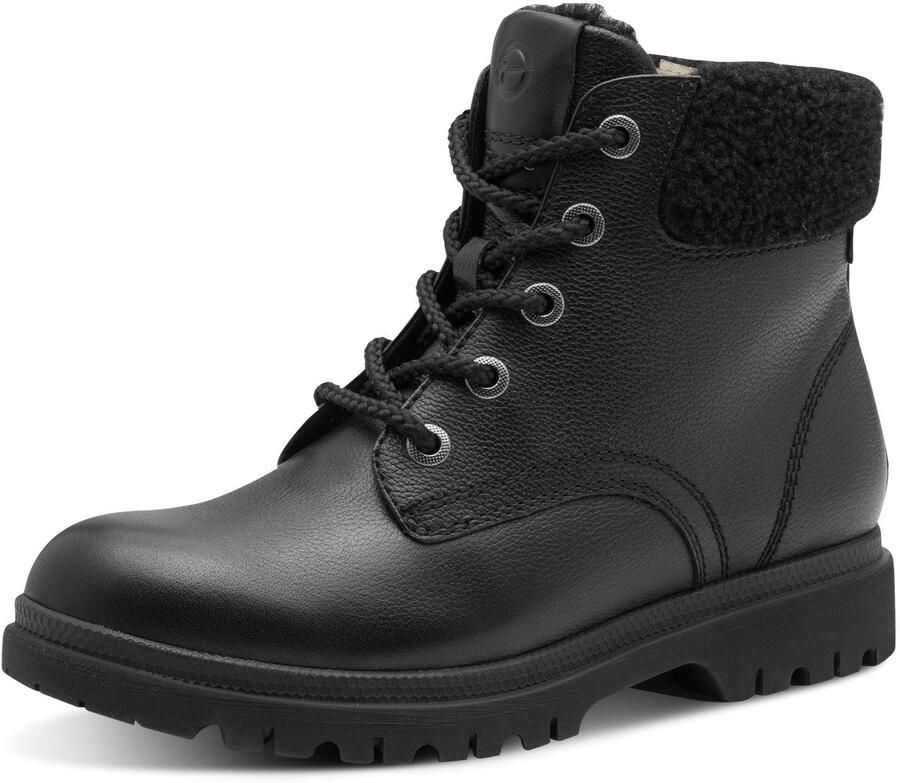 Tamaris Winterlaarzen blokhak veterboots veterenkellaars met gepreegd logo - Foto 5
