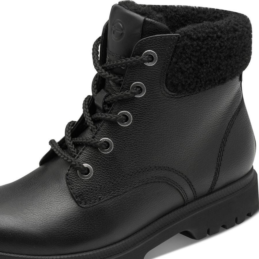 Tamaris Winterlaarzen blokhak veterboots veterenkellaars met gepreegd logo