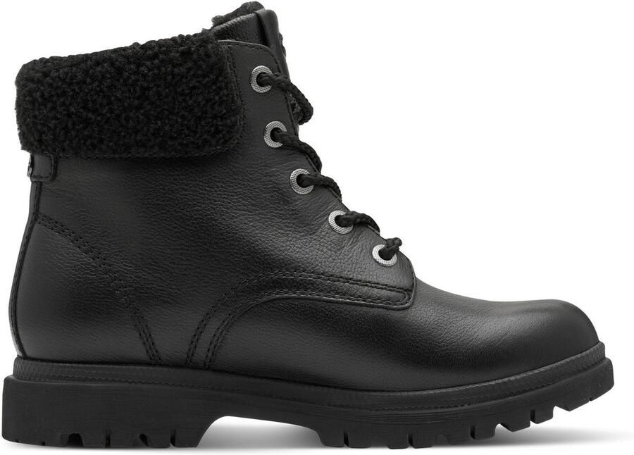 Tamaris Winterlaarzen blokhak veterboots veterenkellaars met gepreegd logo - Foto 2