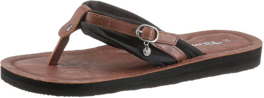 Tamaris Teenslippers Avril zomerschoenen flats slippers met t-logo hanger
