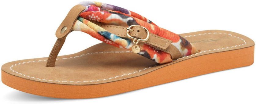 Tamaris Teenslippers Avril zomerschoenen flats slippers met t-logo hanger