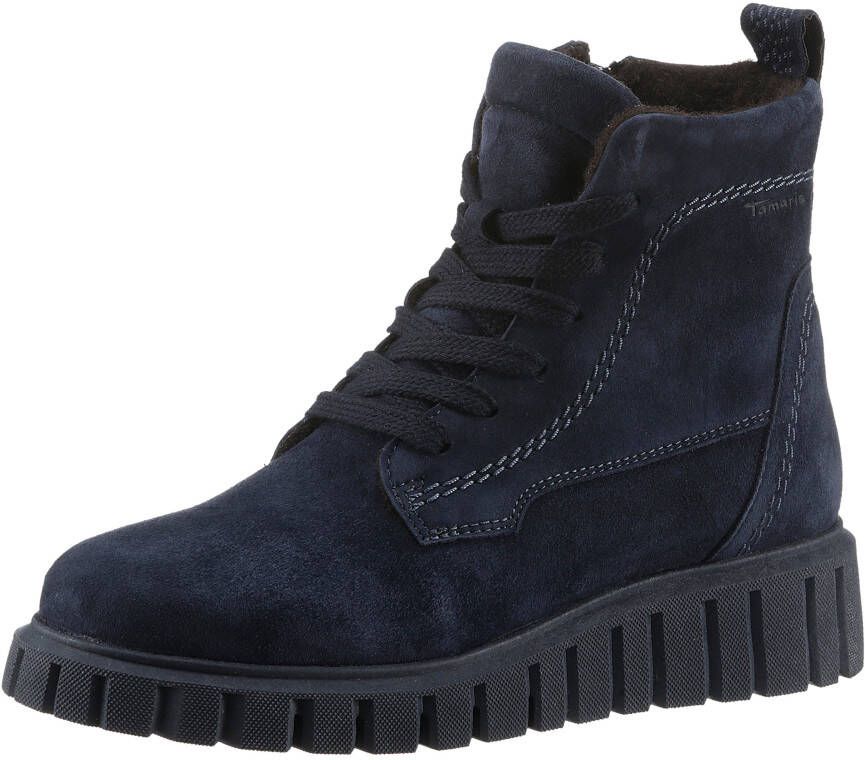 Tamaris Veterschoenen sleehak veterschoenen enkellaars met extra binnenrits