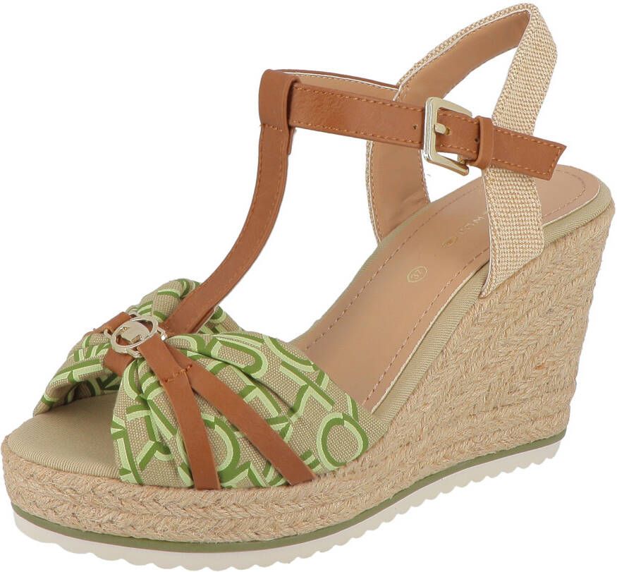Tom Tailor Highheel sandaaltjes zomerschoen sandaal wig hak met logo-opdruk op de band